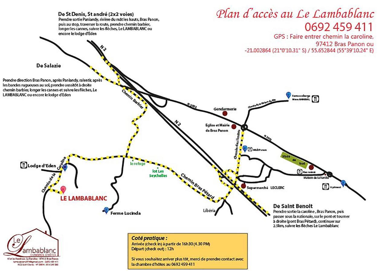 Bed and Breakfast Le Lambablanc Bras-Panon Екстер'єр фото
